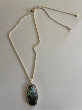 Kendra Scott Abalone Pendant Necklace - Iridescent Green Blue with Gold Tone